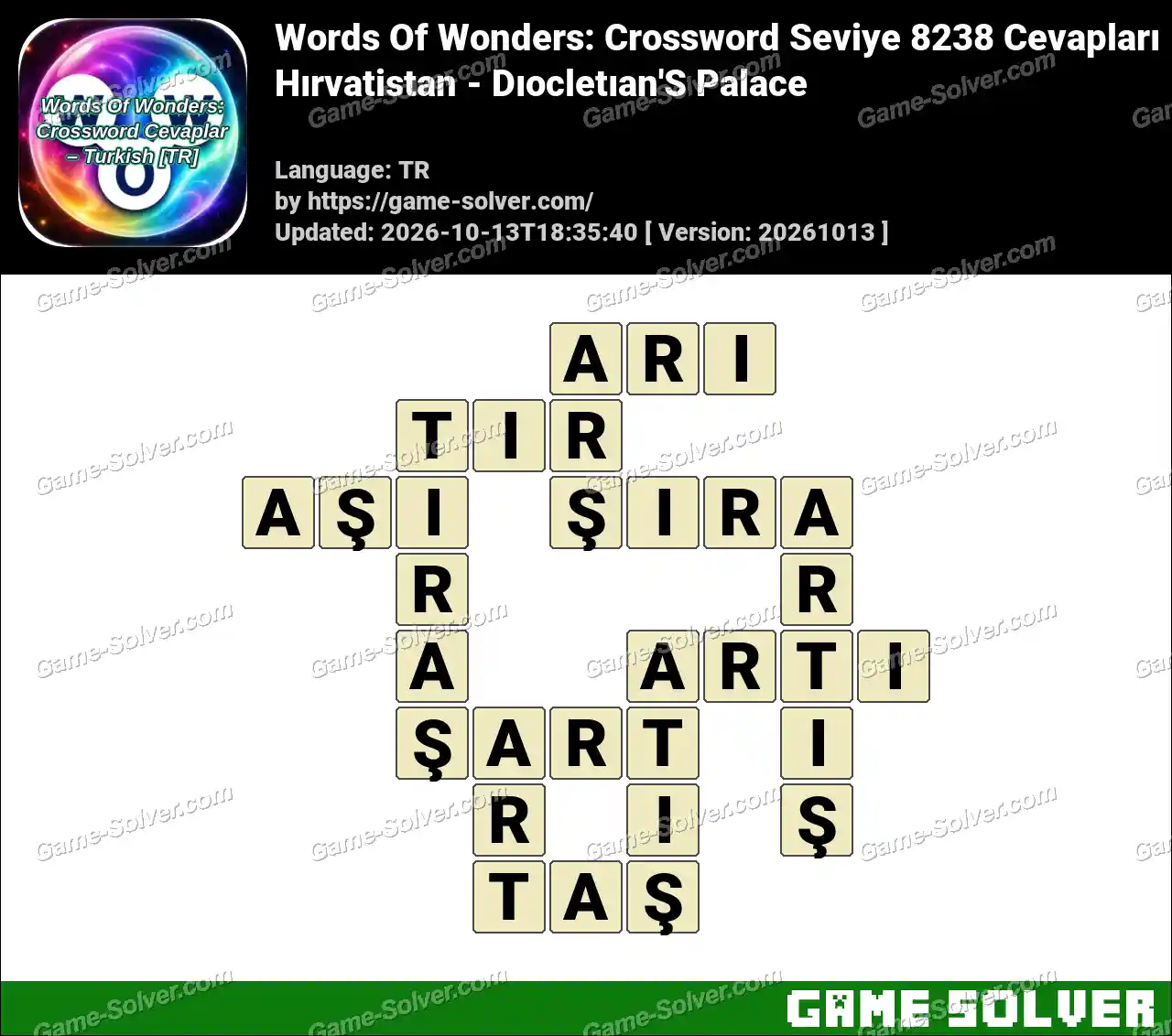 Words Of Wonders: Crossword Seviye 8238 Cevapları – Hırvatistan – Dıocletıan’S Palace